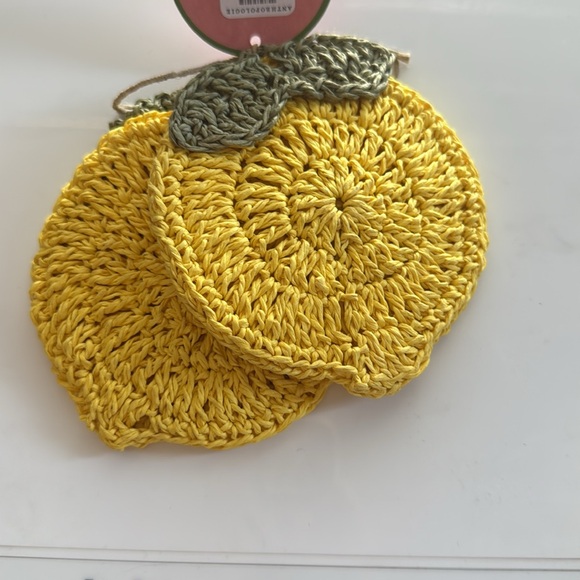 NEW Anthropologie Ischia Woven Lemon Coasters, Set of 2 - Picture 4 of 6